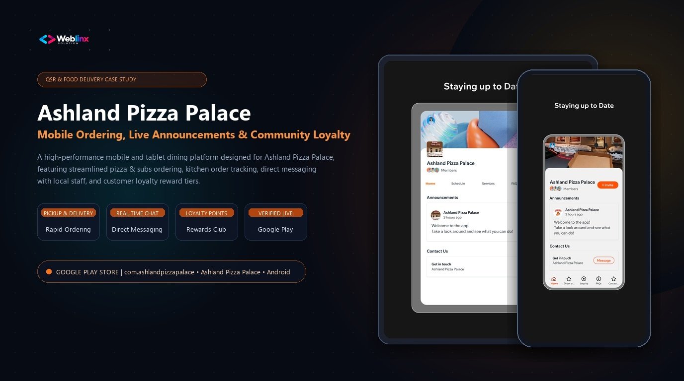 Ashland Pizza Palace Mobile & Tablet Case Study Showcase by Weblinx Solutions