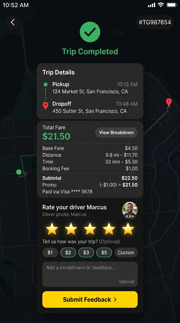 Trip Receipt & Driver Rating Experience