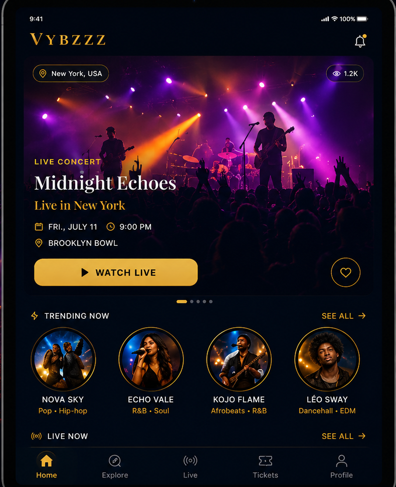 Front-Row Live Concert Streaming Player