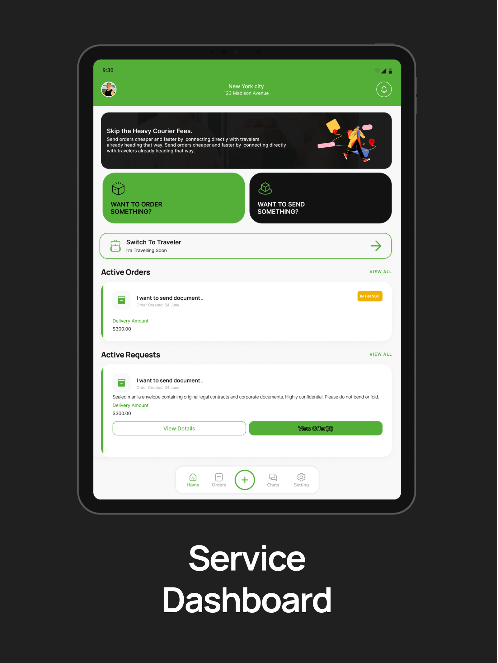 Tablet Experience: Service Dashboard