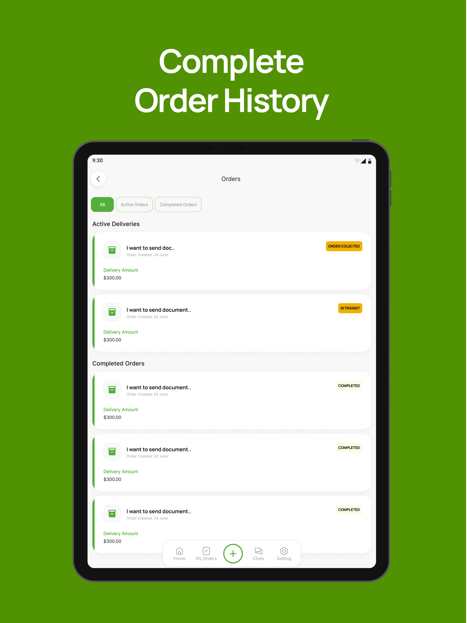 Tablet Experience: Order Lifecycle Archive