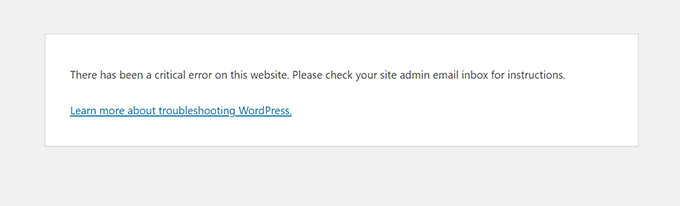 critical error wordpress