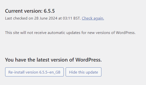 wordpress updates version